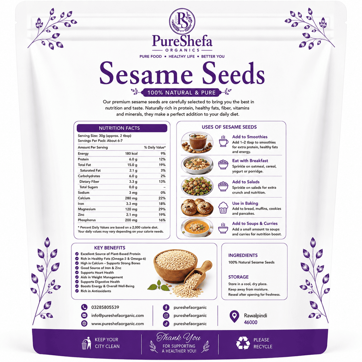 Sesame Seeds – 100% Organic, Natural & Premium Quality | Buy Online in Pakistan